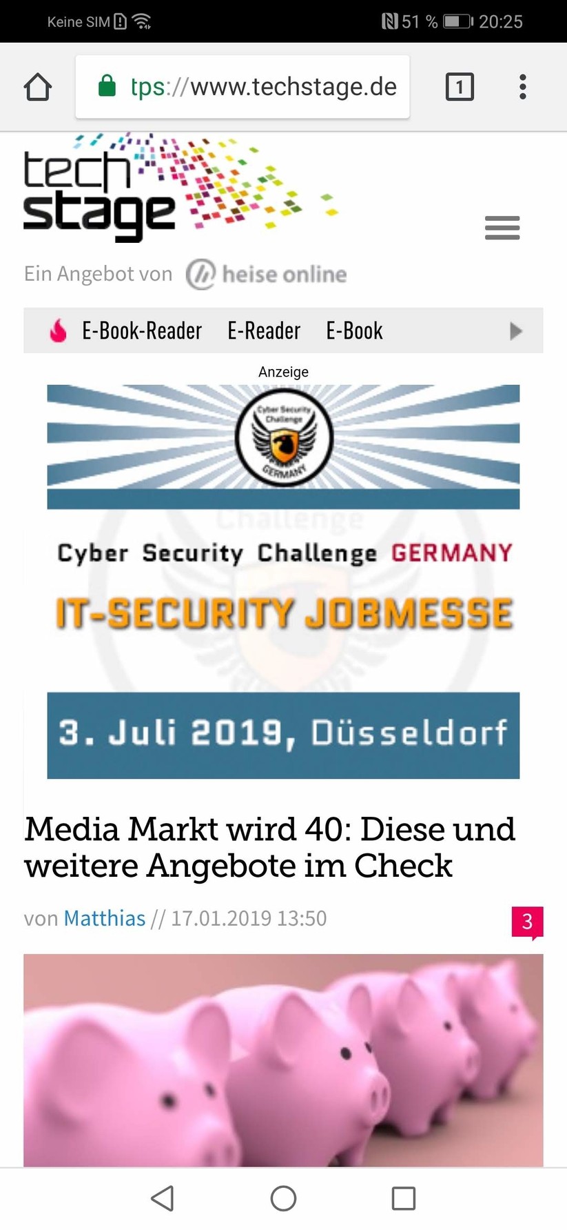 Google Chrome auf dem Huawei P Smart (2019)