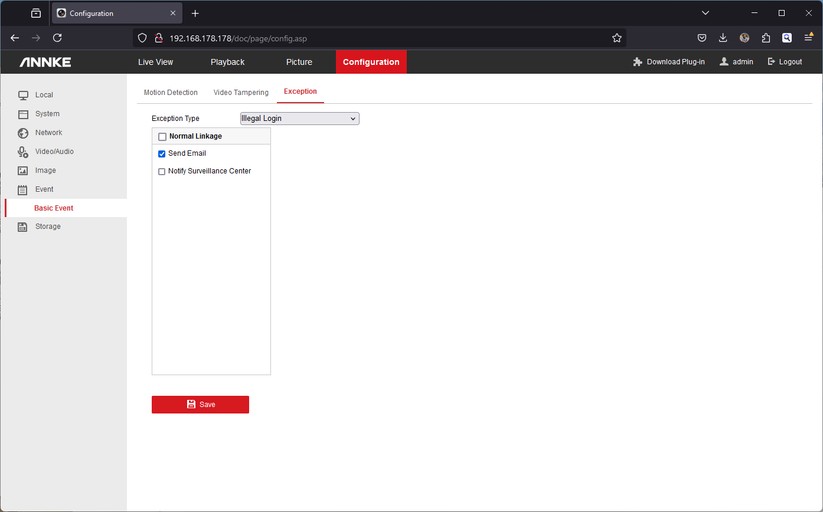 Annke NC500: Zugriff mit Browser unter Windows. Unter macOS und Linux steht der Livestream beim Zugriff mit einem Browser nicht zur Verfügung.
