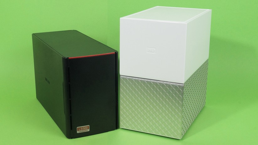 Zwei Unterschiedliche Herangehensweisen an die Definition Einstiegsmodell: Buffalos LS520D biete die grundlegendsten Funktionen zum günstigen Preis. Western Digitals WD My Cloud Home Duo legt den Fokus auf eine möglichst einfache Einrichtung.