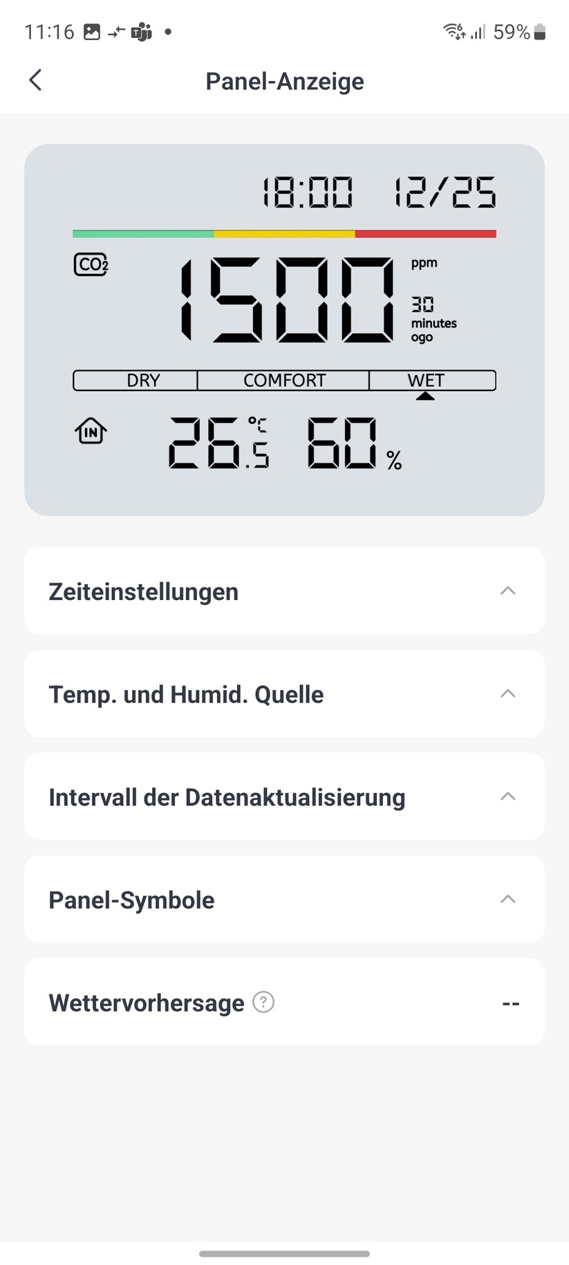 Switchbot Meter Pro CO₂: Die Switchbot-App erlaubt eine umfassende Konfiguration des Geräts. Man kann etwa Warnbedingungen zu jedem Sensor definieren.