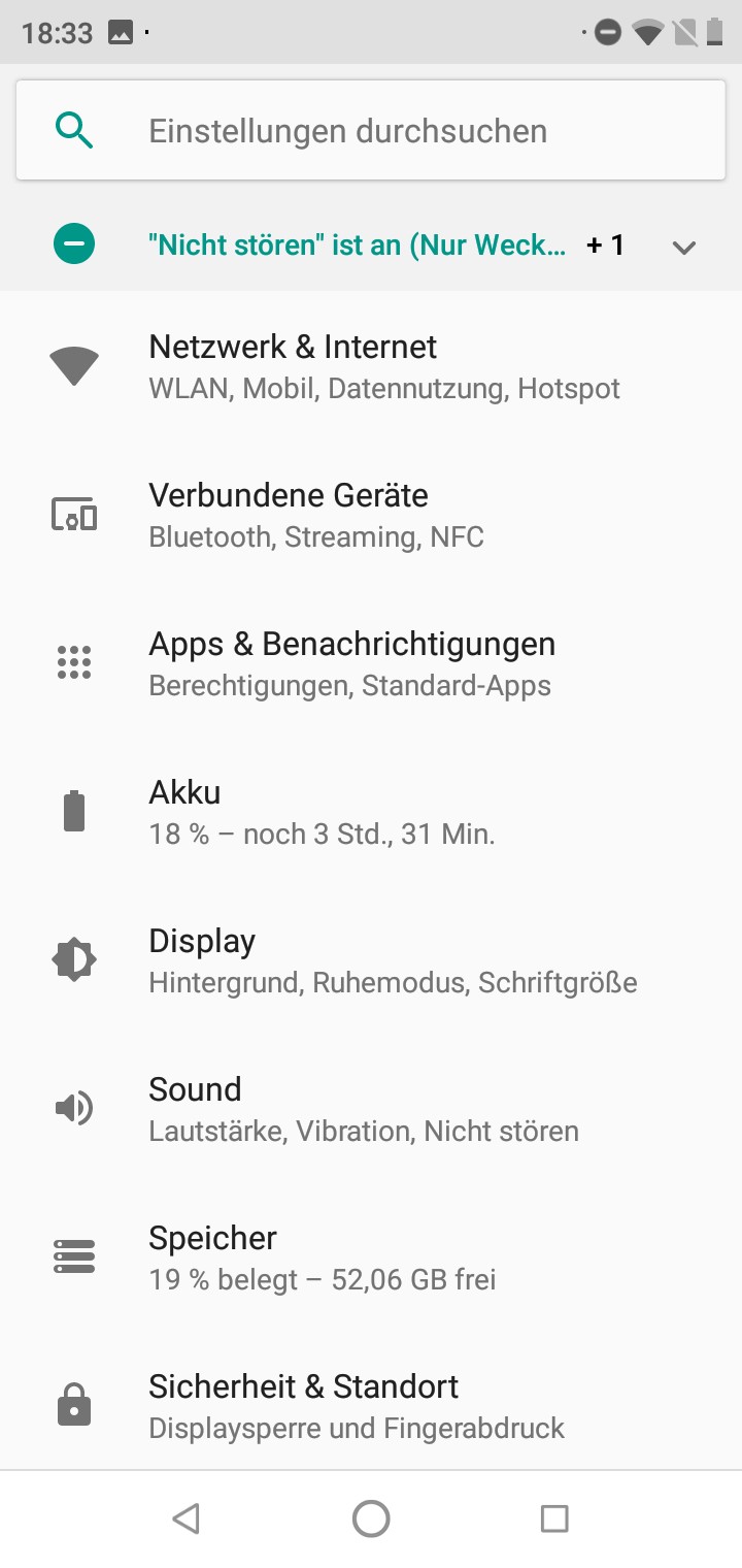 Einstellungen des Motorola One