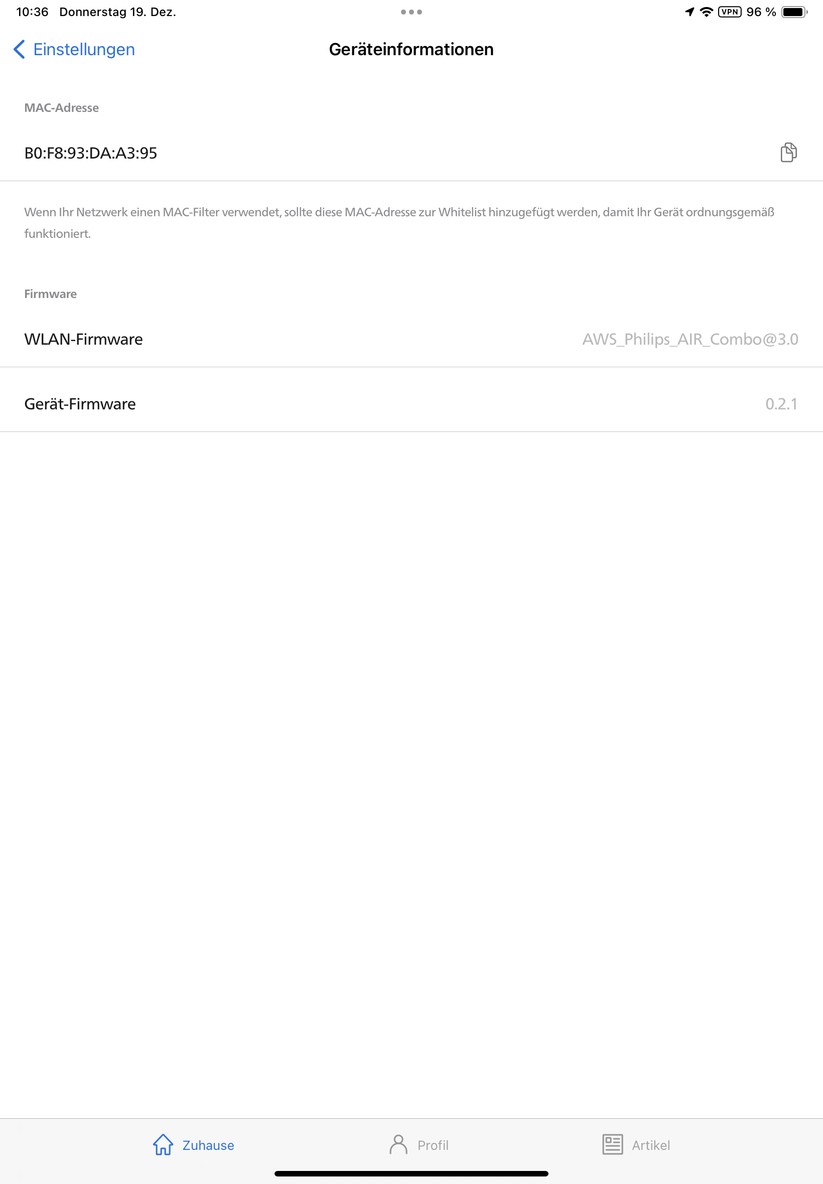 Mit der App Air+ können Anwender den Philips-Lufteiniger nicht nur einfach steuern und Zeitpläne anlegen. Sie bietet auch Informationen zur Funktionsweise des Geräts und zur Luftqualität. Außerdem integriert sie das Benutzerhandbuch und erläutert die Vorgehensweise für Reinigung und Austausch der Filter. 
