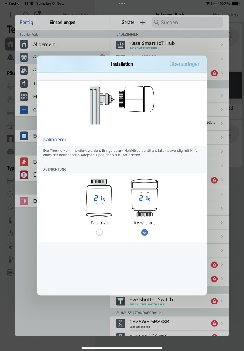 Einrichtung von Eve Thermo und Eve Thermo Control