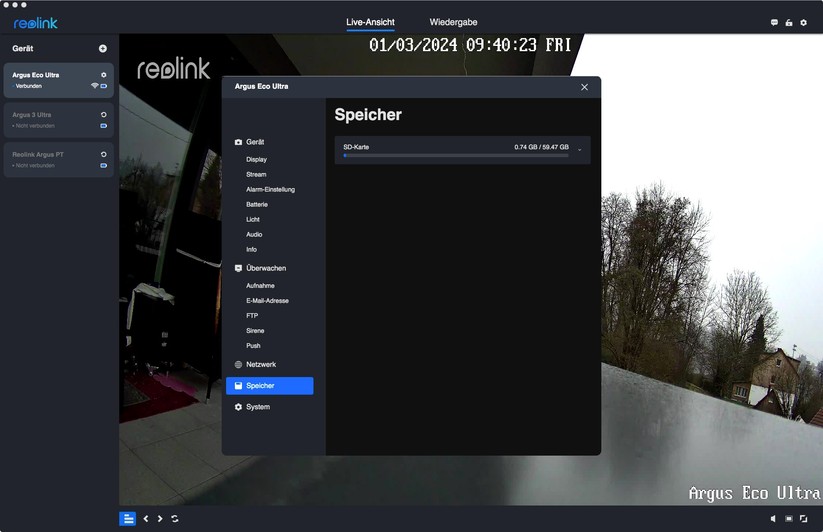 Reolink Argus Eco Ultra: Einstellungen mit Desktop-App