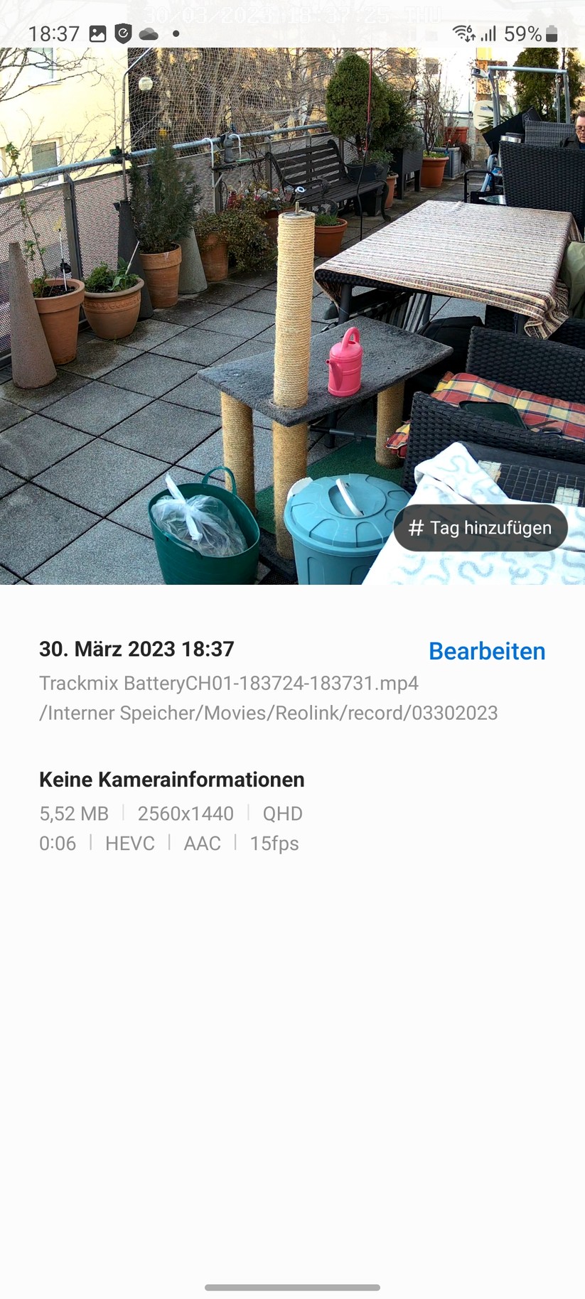 Reolink Trackmix Akku: App-Oberfläche und Beispiel-Bilder