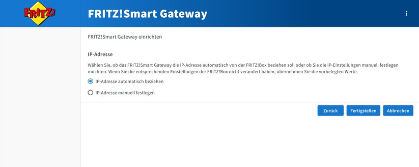 Fritz Smart Gateway: Browser-Oberfläche