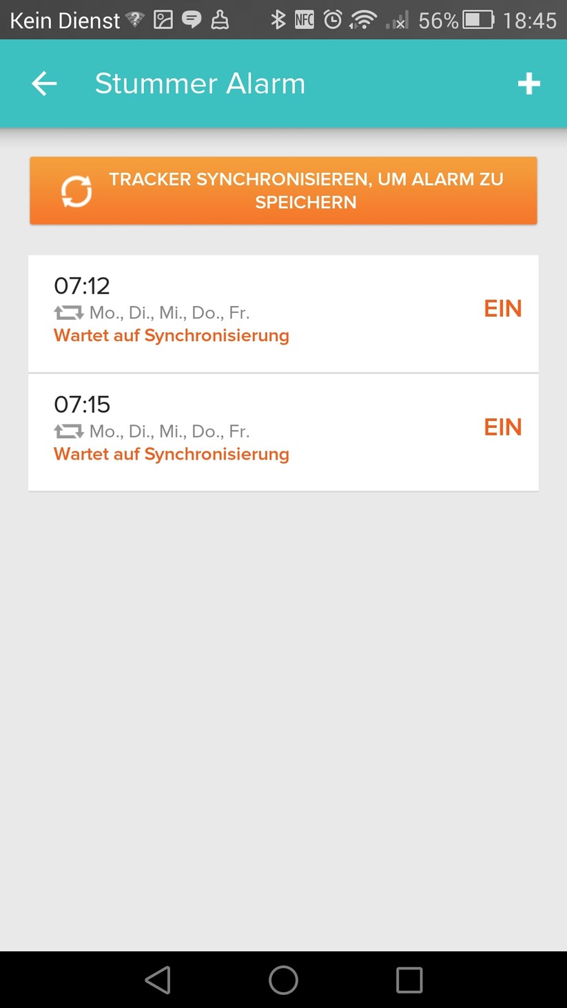 Hier kann der Nutzer bis zu acht verschiedene Wecker für einen Vibrationsalarm am Handgelenk einstellen.