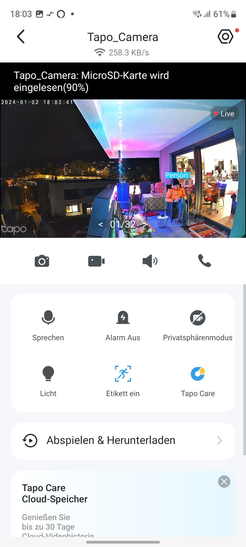 TP-Link Tapo C325WB: Einrichtung, Einstellungen und Aufnahmen