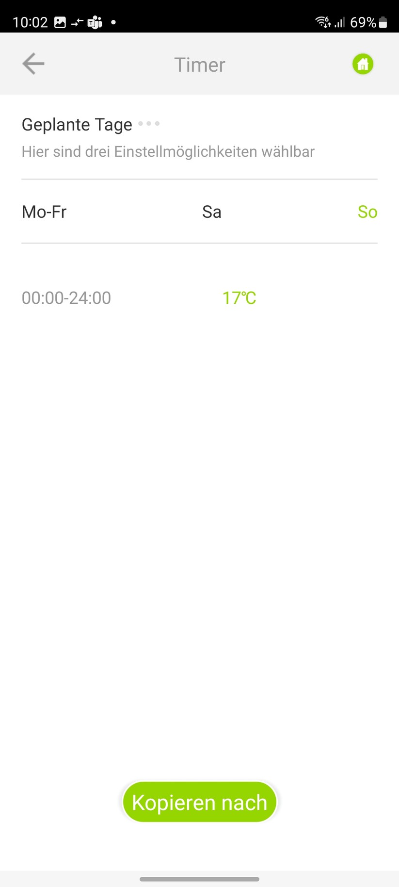  App-Einstellungen und Heizpläne