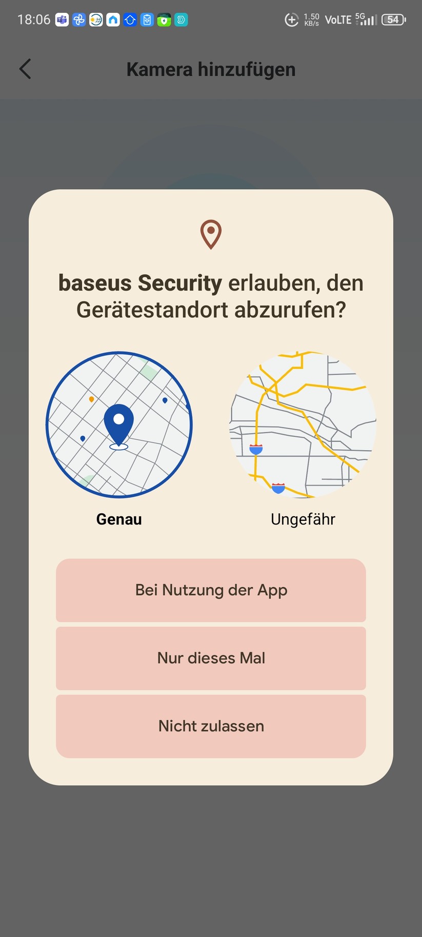 Die Inbetriebnahme der Überwachungskamera erfolgt mit der App Baseus Security