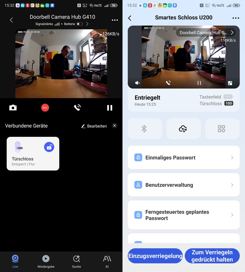 Durch die nahtlose Integration des Aqara Doorbell Camera Hub G410 in die Bedienoberfläche des hauseigenen Smart Locks U200 können Anwender nicht nur Gäste identifizieren, sondern diesen gegebenenfalls die Tür öffnen.