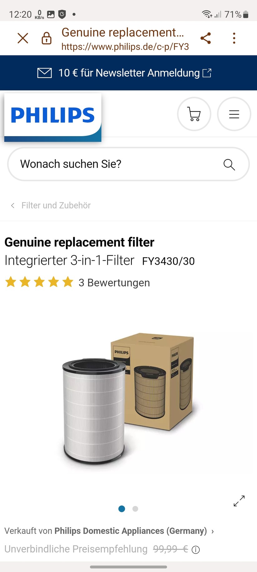 Philips AC3033/10: App, Einrichtung, Einstellungen