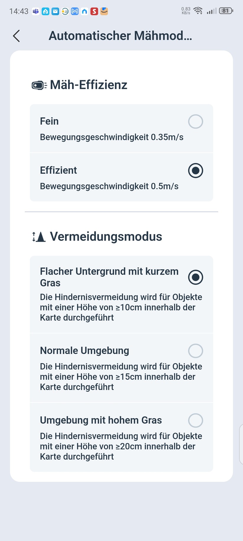  Konfiguration, Kartierung, Kamera, Laufzeit etc.
