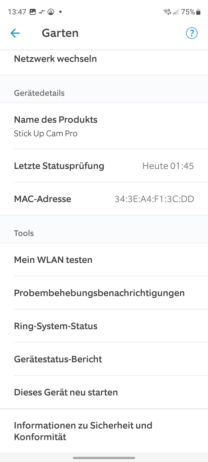 Ring Stick Up Cam Pro Akku: Die Kamera bietet viele Funktionen und Konfigurationsmöglichkeiten.