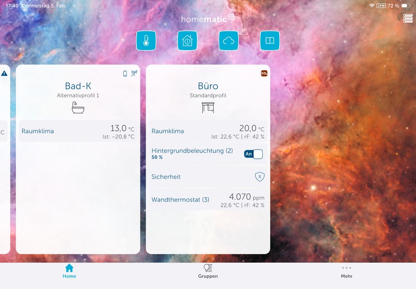 Die Homematic-IP-App ist auch für Tablets optimiert.