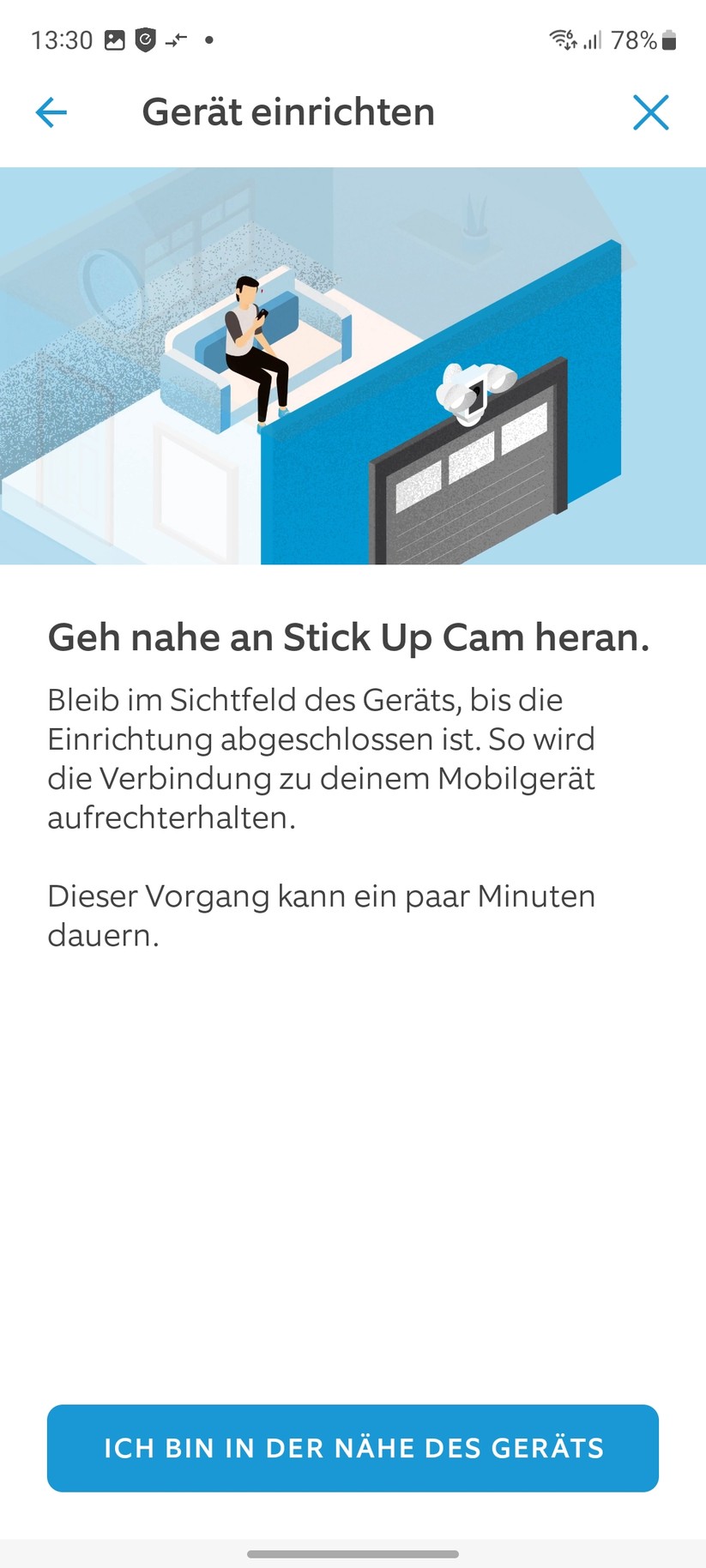 Ring Stick Up Cam Pro Akku: Die Einrichtung ist einfach und bietet viele Erläuterungen zur Kamera. Vorbildlich.