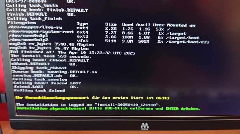 Tuxedo Nano Pro: Installation auf Basis des mitgelieferten USB-Stick Tuxedo Web FAI