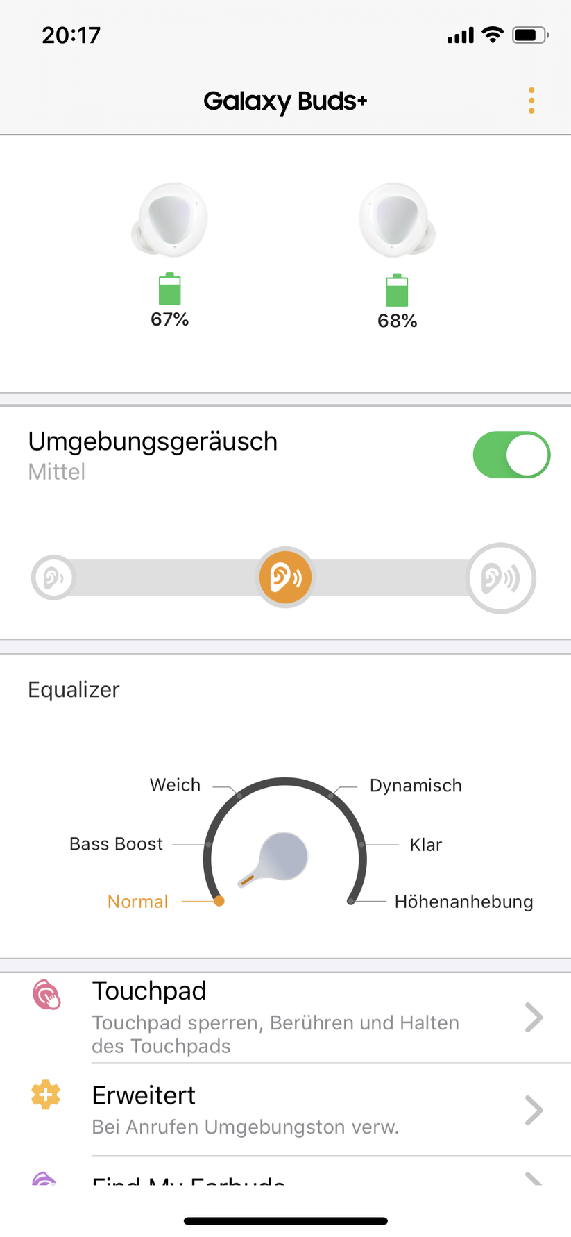 In der App lassen sich wichtig Einstellungen für die Buds+ regeln. 