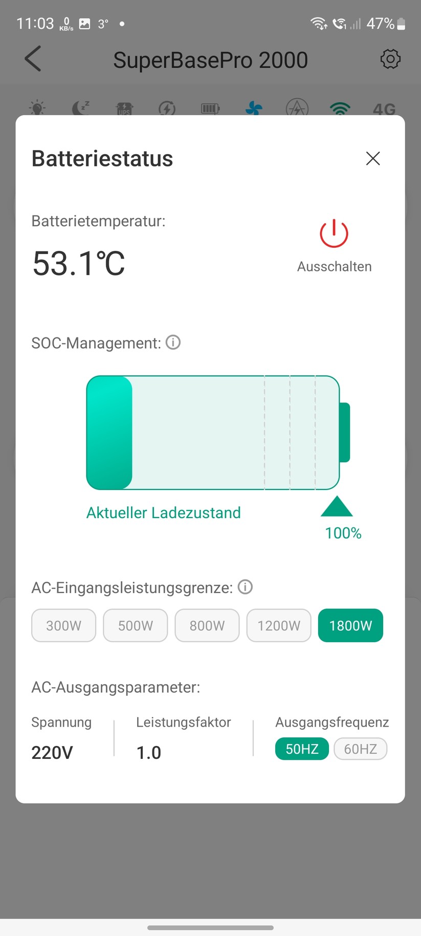 Zendure Superbase Pro: Per App lassen sich Eingangsleistung und Speicherkapazität begrenzen. Dadurch werden die Akkus geschont.