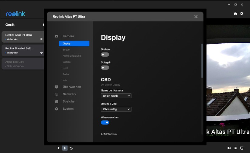 Desktop-Anwendung für Reolink Altas PT Ultra: PTZ-Überwachungskamera mit 4K, Wi-Fi 6, Akku, farbiger Nachtsicht und kontinuierlicher Aufnahme