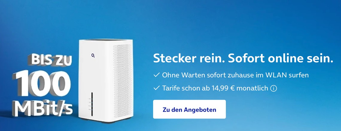 WLAN aus der Steckdose: Ab 14,99 Euro monatlich lossurfen mit den Home-Tarifen von O2