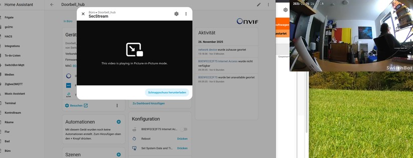 In Home Assistant lässt sich aktuell nur der Videostream der Kamera einbinden.