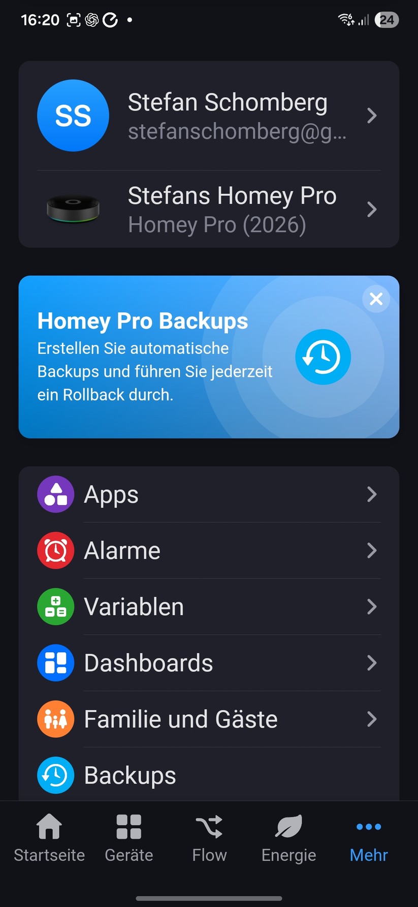 Gesteuert wird der Homey Pro über die Homey-App. Sie ist nicht nur für Smartphones, sondern auch für Tablets optimiert – für eine besonders übersichtliche Bedienung. Noch mehr Überblick bietet der Zugriff per Browser auf dem Desktop.