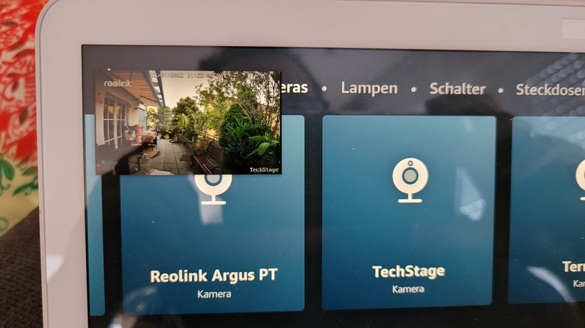 Reolink Trackmix PoE: Der Echo Show kann den Livestream auch im Fenster anzeigen.