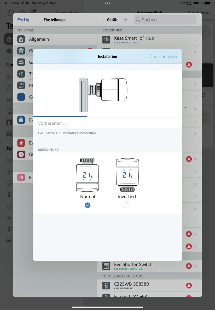 Einrichtung von Eve Thermo und Eve Thermo Control