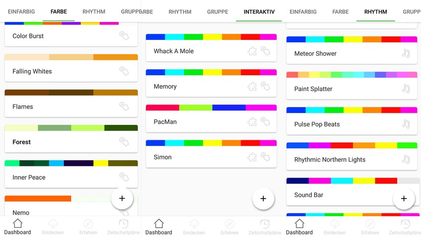 Die App bietet jede Menge verschiedener Lichtmuster.