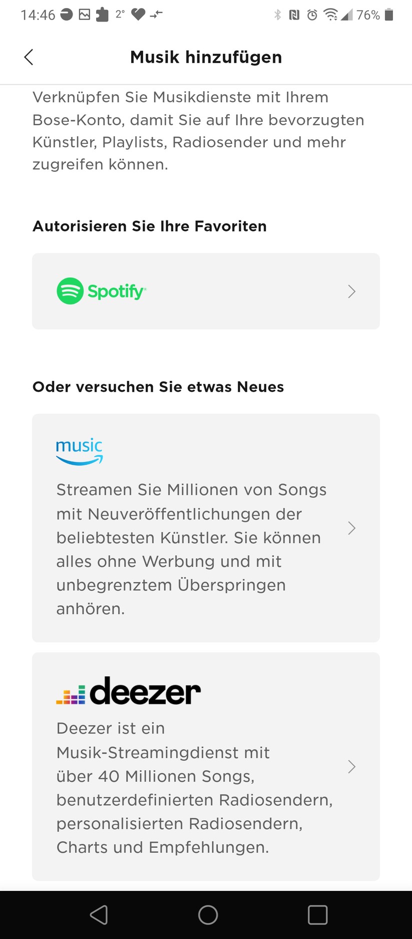 Bose Music App für die Bose Smart Soundbar 900 für Konfiguration und Streaming