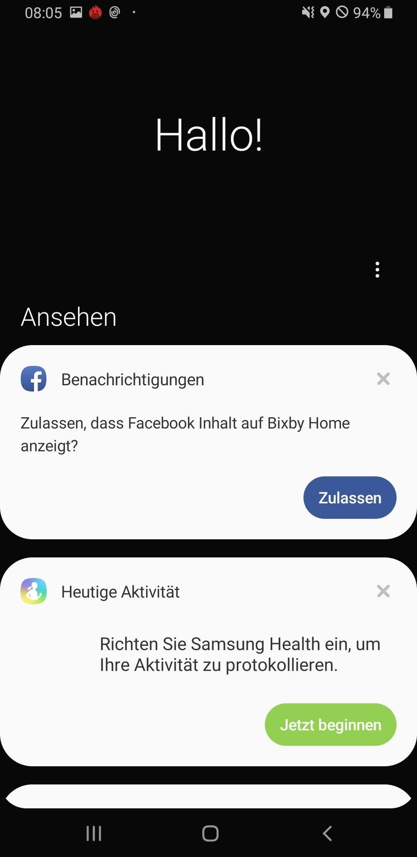 Samsung Bixby auf dem Galaxy A7