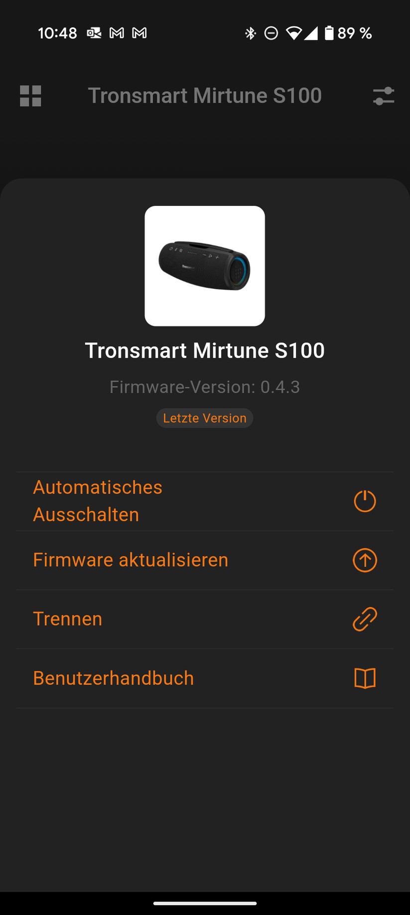 Tronsmart Mirtune S100 Screenshot