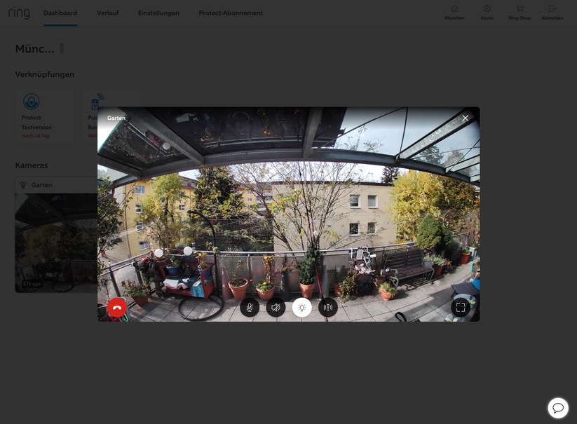 Ring-Kameras lassen sich auch per Browser steuern.