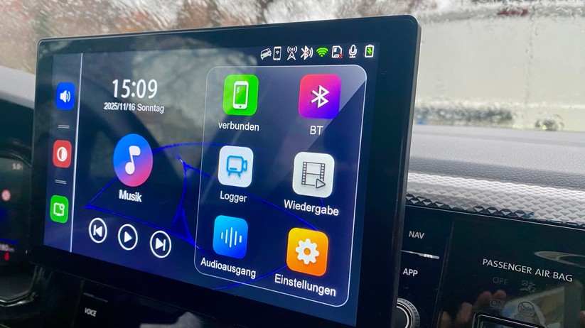 Lescars Display mit Dashcam für Android Auto & Carplay