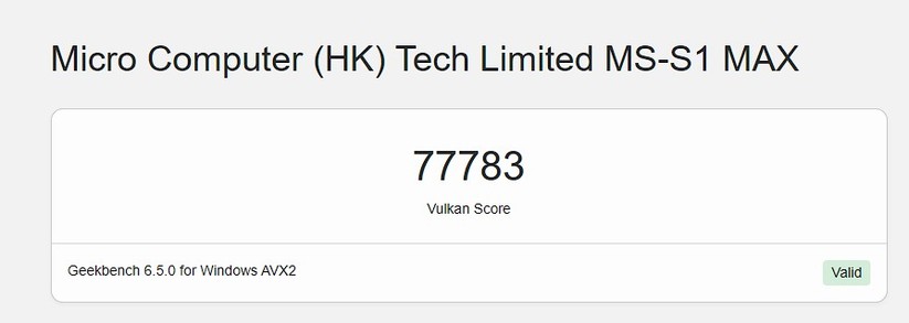 Minisforum MS-S1 Max: Geekbench 6.5 GPU-Test Vulkan