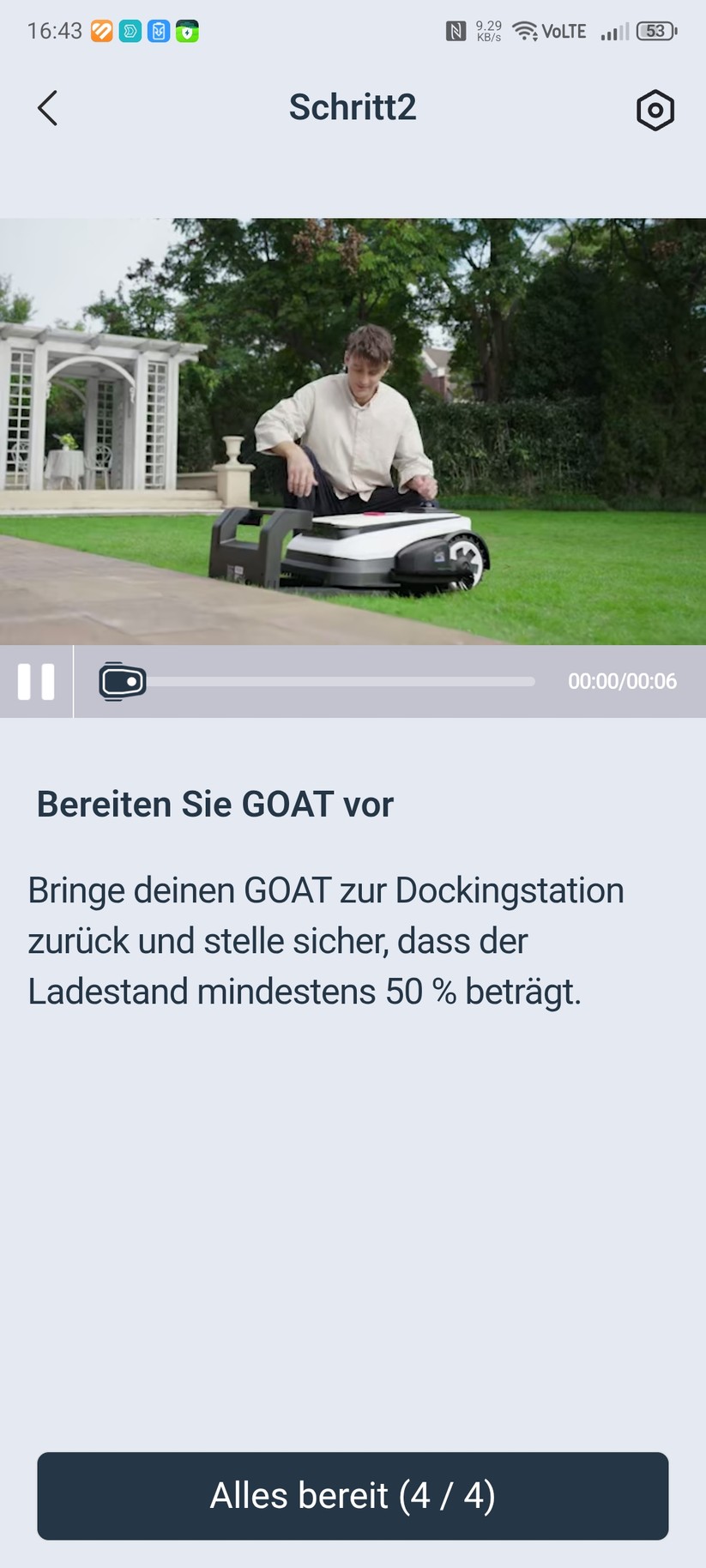 Die App bietet eine detaillierte Montageanleitung, sodass man das Handbuch dafür nicht benötigt.