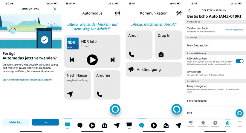 Screenshots Amazon Echo Auto 2