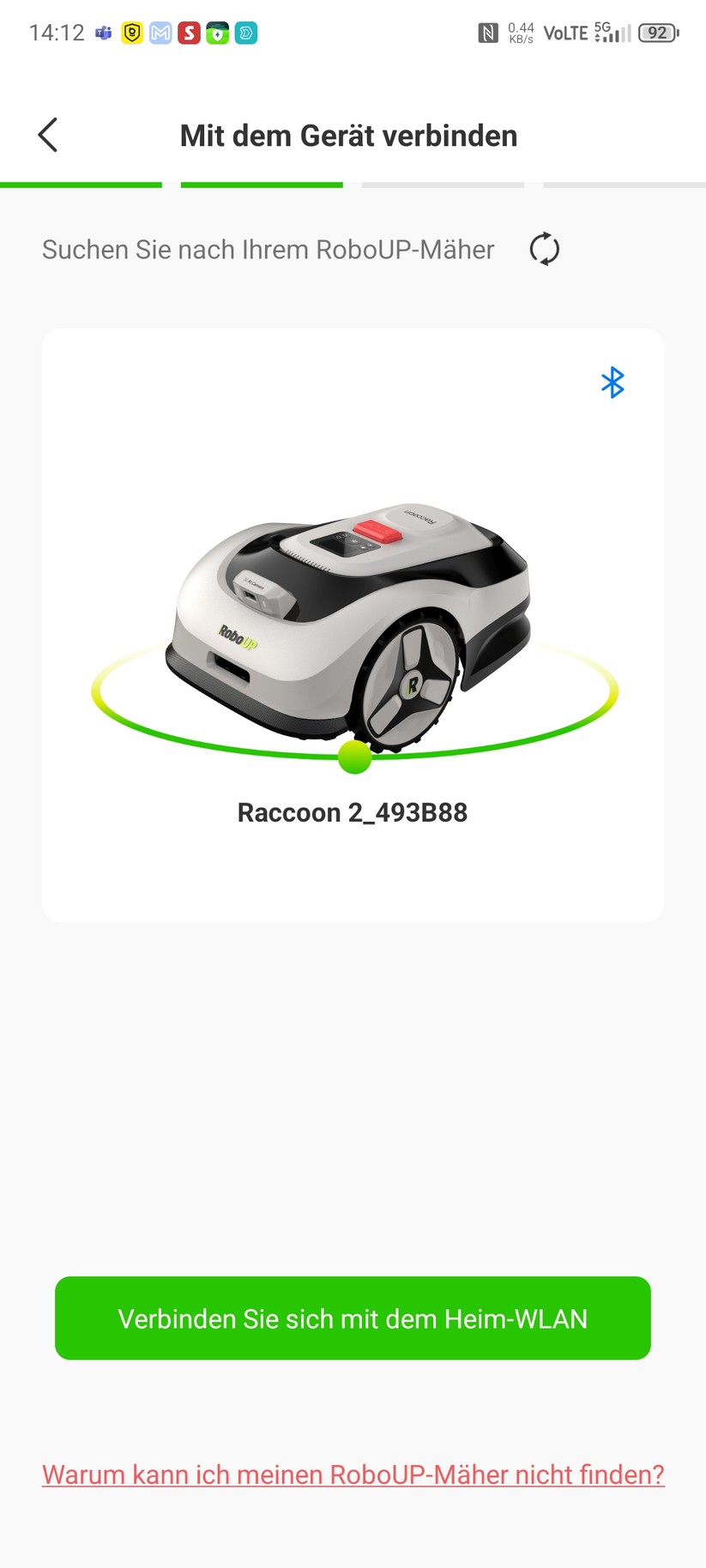 Roboup Raccoon 2 SE: Die Roboup-App liegt auf Deutsch und ist übersichtlich, sodass man den Mähroboter leicht konfigurieren und Zeitpläne erstellen kann.