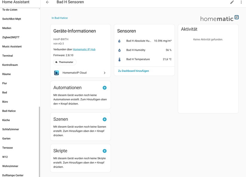 Homematic IP BWTH: Integration in Home Assistant