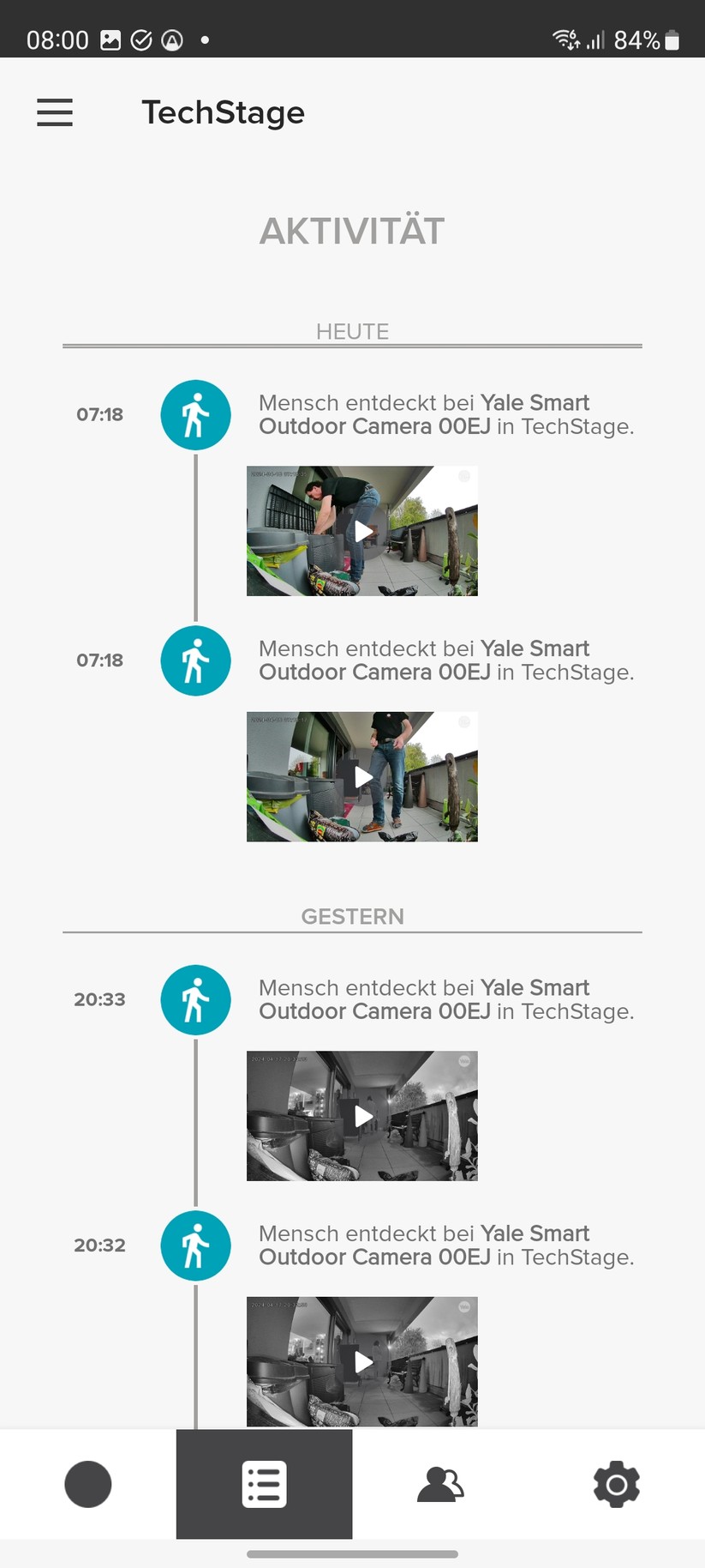 Yale Smart Outdoor Camera: Einstellungen, Aufnahmen