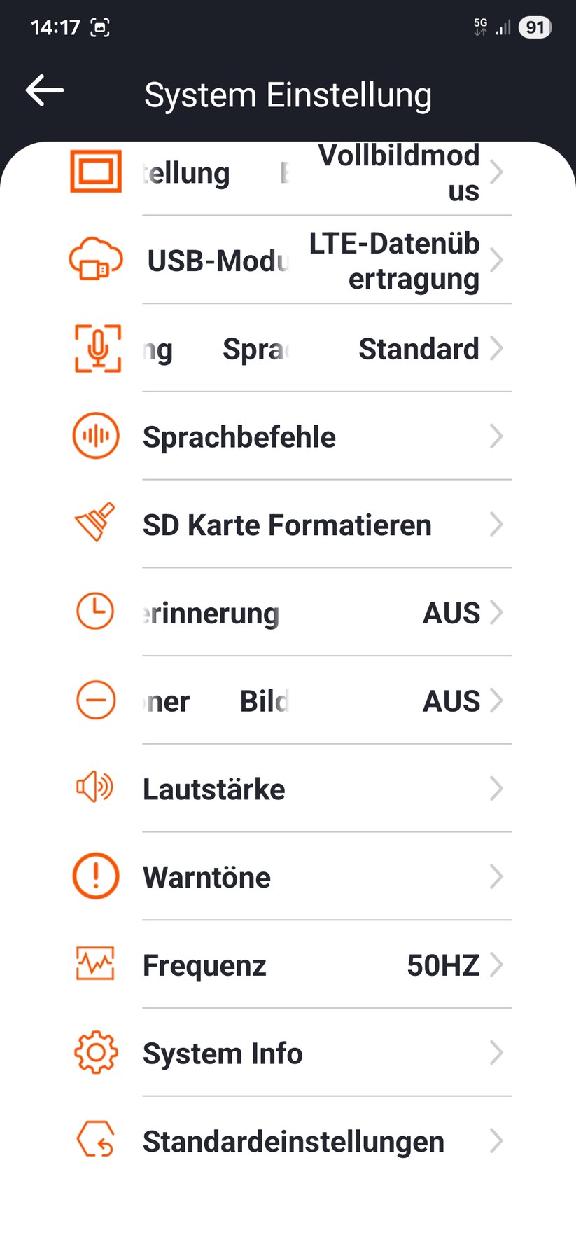 Vantrue E1 Pro – Screenshots der App