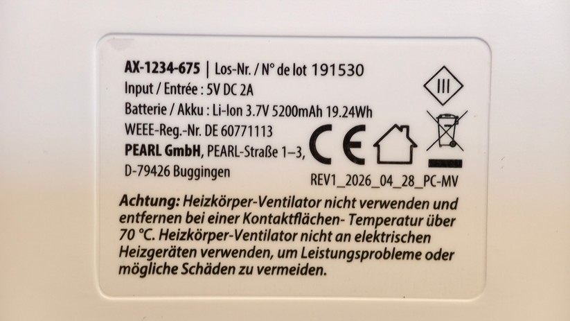 Sichler Akku-Heizkörperventilator mit Querstromlüfter