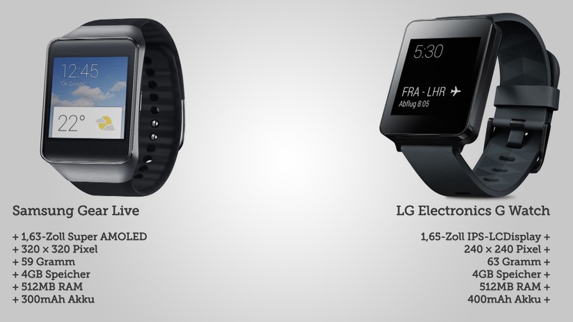 Samsung Gear Live und LG G Watch im Vergleich