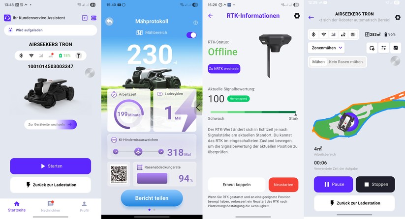 Die Airseekers-App bietet Zugriff auf die wichtigsten Einstellungen des Roboters. Allerdings könnte sie etwas intuitiver sein. 