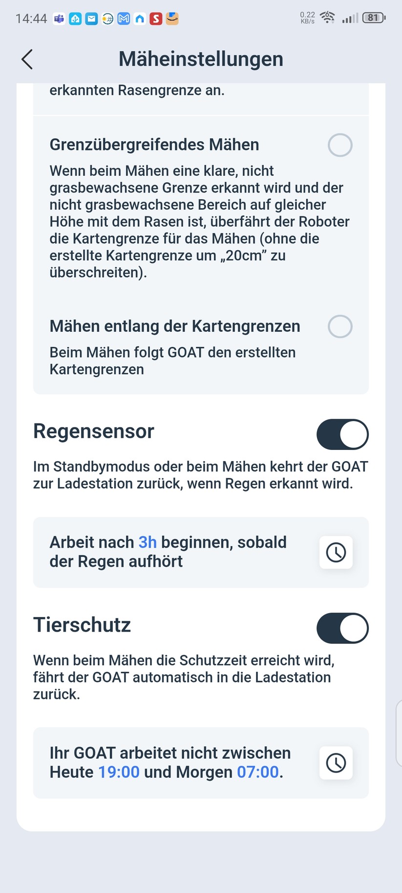  Konfiguration, Kartierung, Kamera, Laufzeit etc.
