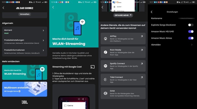 Die JBL Bar 500MK2 unterstützt Google Cast und Apple Airplay.