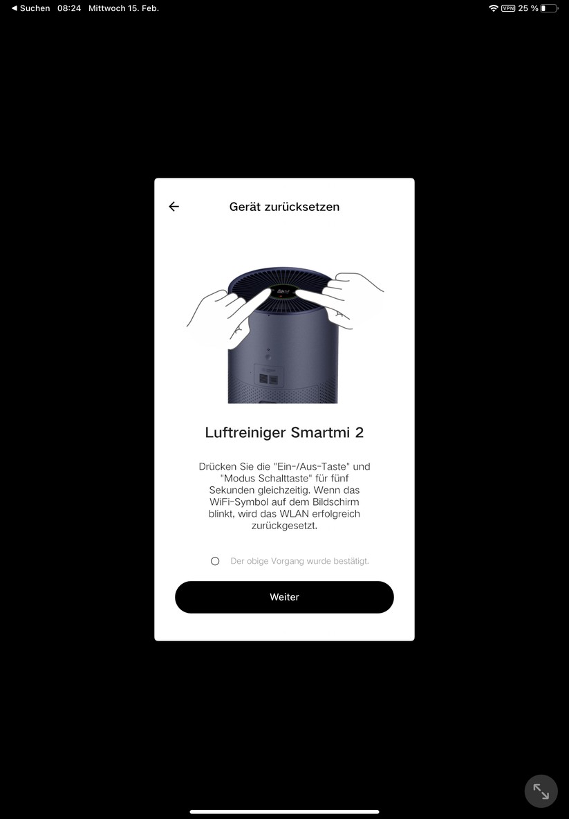 Der Smartmi Luftreiniger 2 lässt sich auch in Apple Homekit einbinden. Dort stehen allerdings nur die Betriebsmodi "Automatisch" und "Benutzerdefiniert" zur Verfügung. Nach einem Wechsel des WLAN-Routers während des Tests war der Smartmi unter Homekit anschließend nicht erreichbar und ließ sich trotz Reset nicht wieder hinzufügen. Die erneute Verbindung zu Homekit gelang aber über die App Eve des deutschen Homekit-Spezialisten Eve Systems GmbH. 