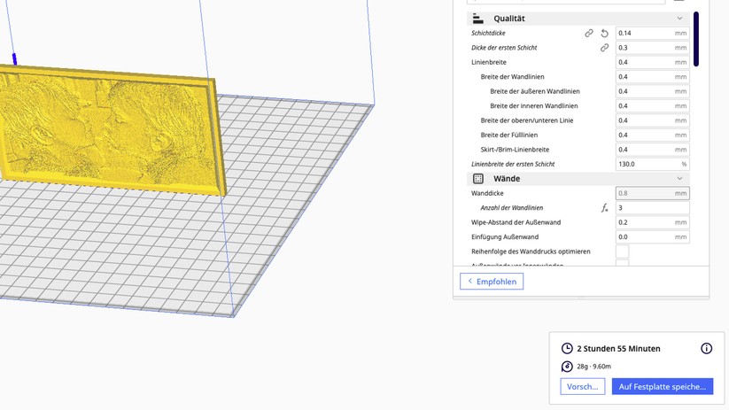 Die angegebene Zeit liegt zwar daneben. Mit knapp 3 Stunden und 50 Minuten ist unser Test-Litho trotzdem schnell fertig.