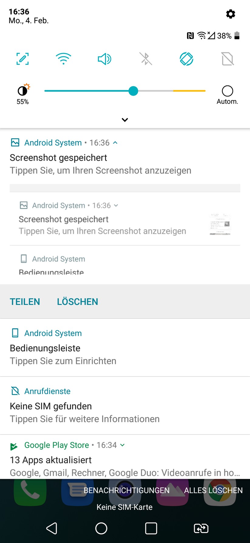 Benachrichtigungsleiste